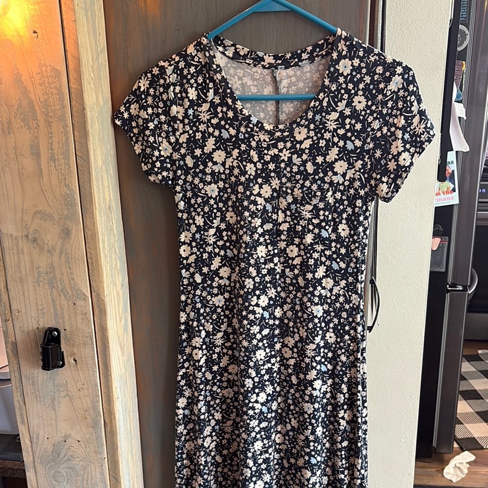 Floral Navy and White Dress for casual to dress up